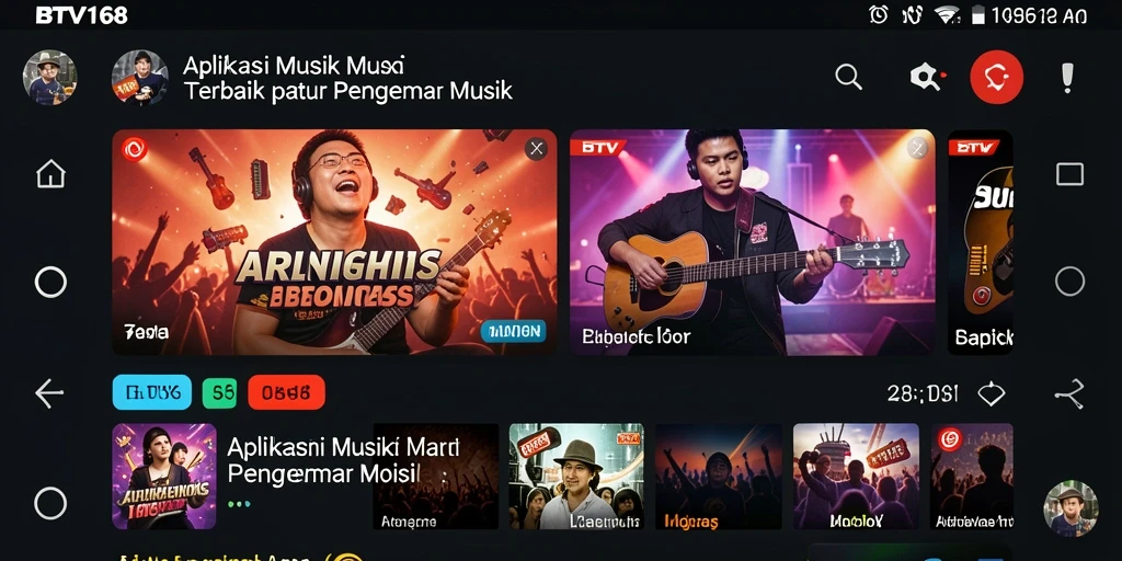 Tampilan BTV168 dengan berbagai pilihan lagu dan antarmuka yang menarik.
