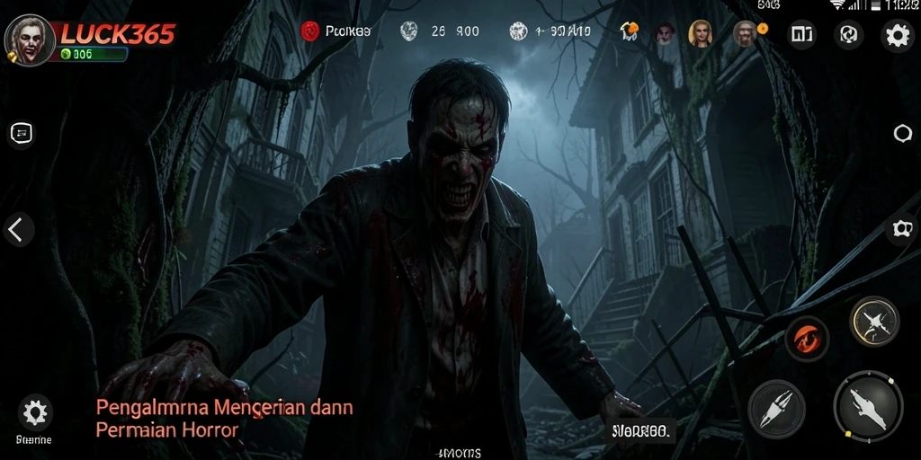 Tampilan gameplay menegangkan di LUCK365 dengan hantu menyeramkan.