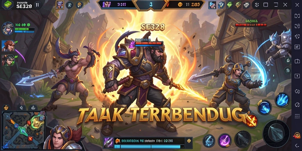 Screenshot dari gameplay SE328 menampilkan pertarungan strategis yang seru.